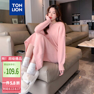 唐獅（TonLion）2024連衣裙女款韓版溫柔淑女風(fēng)針織連帽長(cháng)裙ins潮 珊瑚粉 M 