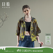 日著RIZHUO城市輕戶外多巴胺印花短外套2024夏季新女連帽空調(diào)衫 氣泡黃 L