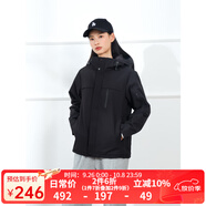 lagogo通勤連帽棉服女拉谷谷2024年冬季新款純色簡(jiǎn)約舒適加厚外套 黑色 M