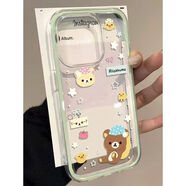 熊偉星星睡帽輕松熊適用蘋果16手機保護殼iPhone15promax新款vivos30華為pura80透明OPPOreno14卡通榮 TKC7綠框睡帽輕松熊【升級全包太空殼】側(cè)邊按鍵透 其他手機型號