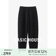 Basic House/百家好加厚加絨休閑褲女秋冬香蕉褲奶奶褲保暖百搭寬松顯瘦新款 黑色 XL 120-130斤
