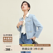 尚都比拉春秋經(jīng)典圓領(lǐng)小香風(fēng)外套女通勤減齡百搭女裝上衣 藍色 M 