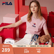 斐樂（FILA）官方女士短袖T恤夏印花運(yùn)動(dòng)女裝針織短袖套頭衫小熊T刺繡上衣 麥町粉-PK 2XL 180/96A