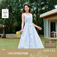 茵曼（INMAN）歐若風(fēng)無(wú)袖連衣裙2025夏季女裝新款a字背心裙 迷霧藍(lán)-W18528546 L