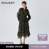 moussy 【歐陽娜娜同款】女裝新款度假連衣裙028GAH30-6140 025花紋黑色 M 00002
