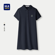 HLA海瀾之家POLO裙女25夏新蛇年賀歲刺繡透氣裙女裝HNTQW2J317A 藏青U3 M 160/84A 推薦95~105斤