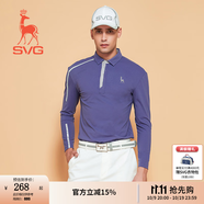 SUNVIEW GOLFsvg高爾夫秋季新款男士紫色拼接長袖t恤翻領(lǐng)POLO衫運(yùn)動套裝上衣男 紫色 M