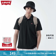 Levi's李維斯情侶同款美式復(fù)古潮流休閑商務(wù)寬松翻領(lǐng)短袖polo衫 黑色0005 S
