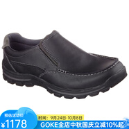 斯凱奇（Skechers）男鞋運動休閑鞋工裝鞋運動舒適皮質一腳蹬64502囤 BLACK(倉) 10.5=44碼