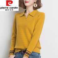 皮爾卡丹（pierre cardin）娃娃領(lǐng)毛衣女外穿秋季洋氣新款長(cháng)袖針織衫翻領(lǐng)上衣秋冬寬松打底衫 TT6060#黃色今年流行的輕奢品牌 M 建議109斤以下