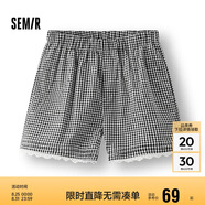 森馬（Semir）休閑褲女寬松松緊腰溫柔2025夏季甜美風(fēng)蕾絲花邊短褲109325125002