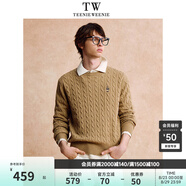 Teenie Weenie Men小熊男裝秋冬針織衫圓領(lǐng)絞花毛衣男女同款 米色 2XL (185)