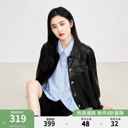 秋水伊人法式甜酷皮衣外套女新款a字寬松百搭小眾外套上衣潮 黑色 L