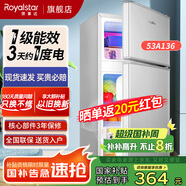 榮事達(dá)（Royalstar）小冰箱小型家用出租房雙門一級(jí)能效宿舍冷藏冷凍兩用節(jié)能電冰箱 53A136【三天約一度電】【95%地區(qū)隔日達(dá)】銀
