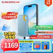 閃迪（SanDisk）2TB Nvme移動固態(tài)硬盤（PSSD）E61至尊極速卓越版海天藍(lán)SSD 讀速1050MB/s 手機(jī)直連筆記本外接硬盤