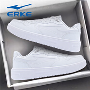 鴻星爾克男鞋皮面板鞋男空軍一號白色冬季2025新款厚底小白鞋旗艦店運動(dòng)鞋 爾克白(皮面) 42 常規尺碼