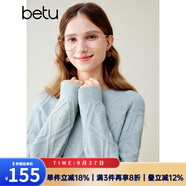 百圖betu女裝冬新款毛衣圓領(lǐng)落肩長袖棱形格紋寬松毛衣女2311T81 藍(lán)色 XS