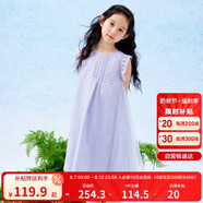 巴拉巴拉女童無袖連衣裙2024夏季網(wǎng)紗拼接甜美全棉蕾絲裙子潮208224111037