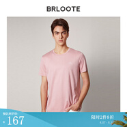 Brloote/巴魯特新疆長絨棉短袖T恤男圓領(lǐng)小白T夏季簡約百搭體恤衫上衣新品 粉色 180/100A