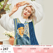 兩三事梵高馬甲針織背心女春季慵懶風(fēng)疊穿毛衣v領(lǐng)顯瘦上衣 圣雷米 綠色 M