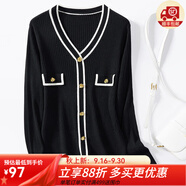 金菊特價(jià)巴恩風(fēng)【綿羊毛小香風(fēng)】女t恤高級感時(shí)尚毛衣女羊毛衫針織衫 黑色 L