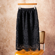塔馳密司高端蕾絲半身裙女秋設計感鏤空鉤花直筒包臀裙 黑色 彈力腰 M 110斤以?xún)?
                                         title=