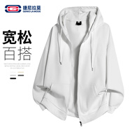 GENIOLAMODE開(kāi)衫衛衣男純色簡(jiǎn)約寬松休閑百搭重磅開(kāi)衫外套