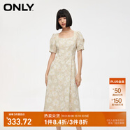 ONLY夏季氣質(zhì)復(fù)古方領(lǐng)泡泡袖中長(zhǎng)款連衣裙女|124207007 HH5 米亞紋樣沙色 XS 155/76A