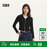 森馬（Semir）外套女短款修身顯瘦上衣秋裝正肩連帽針織夾克通勤101524108005