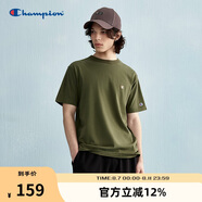 Champion冠軍情侶純棉短袖T恤春夏新款男刺繡小C美式潮牌上衣 軍綠色  XL