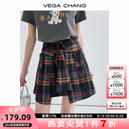 VEGA CHANG半身裙女2025年夏季新款美式休閑學(xué)院風(fēng)小眾設(shè)計感高腰格紋裙褲 格紋（短款裙褲） S