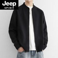 JEEP SPIRIT高端針織開(kāi)衫外套男春秋季新款線(xiàn)衣休閑寬松夾克純棉毛線(xiàn)衫棒球服 深灰色 M 【體重100-115斤】