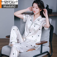 莫代爾冰絲睡衣女短袖長(cháng)褲套裝家居服2025休閑寬松可外穿高檔冰絲睡衣女 SCX愛(ài)心草莓印--短長(cháng) L (100-120斤)