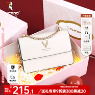 啄木鳥(niǎo)（TUCANO）七夕情人節禮物包包女款2025年牛皮時(shí)尚單肩斜挎包女鏈條包實(shí)用包 米白金鹿禮盒【實(shí)用禮物推薦】