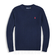 POLO SPORT美國保羅針織衫男小馬標(biāo)刺繡秋冬款時尚百搭純色圓領(lǐng)套頭加厚毛衣 寶藍(lán)色 M 110-130斤