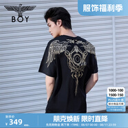 BOY LONDON【暗黑羅盤】夏情侶款短袖權(quán)杖印花炸街潮牌T恤N01906 N0103902 S
