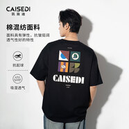凱施迪2025年夏季新品圓領(lǐng)透氣運(yùn)動(dòng)休閑個(gè)性字母幾何圖案T恤男 黑色 常規(guī) 親膚/舒適/透氣 XL (180) 75
