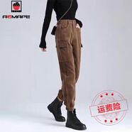 AEMAPE哈倫休閑褲女2025春秋冬新款燈芯絨褲子女時尚百搭 咖啡色  厚款 S _建議80-95斤