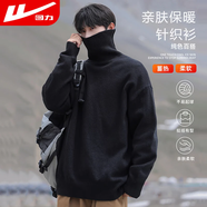 回力毛衣男高領(lǐng)保暖針織衫男士百搭套頭毛線(xiàn)衣打底衫時(shí)尚上衣男裝