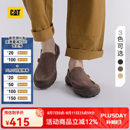 CAT卡特休閑皮鞋男鞋25春新品一腳蹬薄皮輕量舒適干爽通勤鞋船鞋 棕色 44