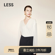 LESSV領(lǐng)雙層套頭落肩寬松薄款針織衫女2N3314000 100/本白 XS