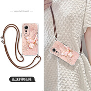 莓努 適用榮耀暢玩70plus手機殼新款輕奢honor可背斜挎掛繩硅膠滿(mǎn)鉆半邊蝶四角防摔女保護套 透明-滿(mǎn)鉆半邊蝶粉-掛件C010 暢玩70plus