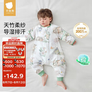 貝肽斯兒童睡袋夏季竹棉紗布寶寶睡衣分腿嬰兒防踢被睡袋前4后2靈鹿 L