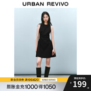 UR2025春季新款女摩登氣質(zhì)褶皺收腰顯瘦無(wú)袖連衣裙UYY750030 黑色 XS