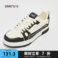 三福低幫休閑鞋男秋季學(xué)院運動(dòng)風(fēng)美式復古撞色中厚底男鞋839161 黑白色 41 (255mm)