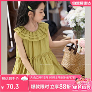 LUSON陳大豬 女童背心裙2025夏季新款娃娃領(lǐng)韓版兒童連衣裙洋氣A字裙子