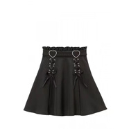 OIMG地蕾系裙子夢(mèng)展望日系黑粉原宿荷葉邊娃娃領(lǐng)蝴蝶結領(lǐng)結襯衫上衣半 黑色愛(ài)心半裙高質(zhì)量版 S