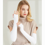 開妮特羊毛針織袖套女手臂套袖護(hù)胳膊套毛衣袖子連肩露指手套秋冬保暖 NB20露指白色 L60cm