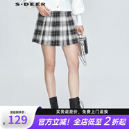sdeer圣迪奧2021年春季女裝學(xué)院風(fēng)撞色格紋青春百褶格紋A字短裙女S21161304 深灰綠/98（實(shí)際顏色為深灰/97） S 160