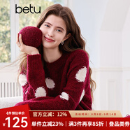 百圖betu女裝2025春季新款毛衣圓領(lǐng)寬松時(shí)尚大波點(diǎn)套頭毛衫女2501T02 紅色 L